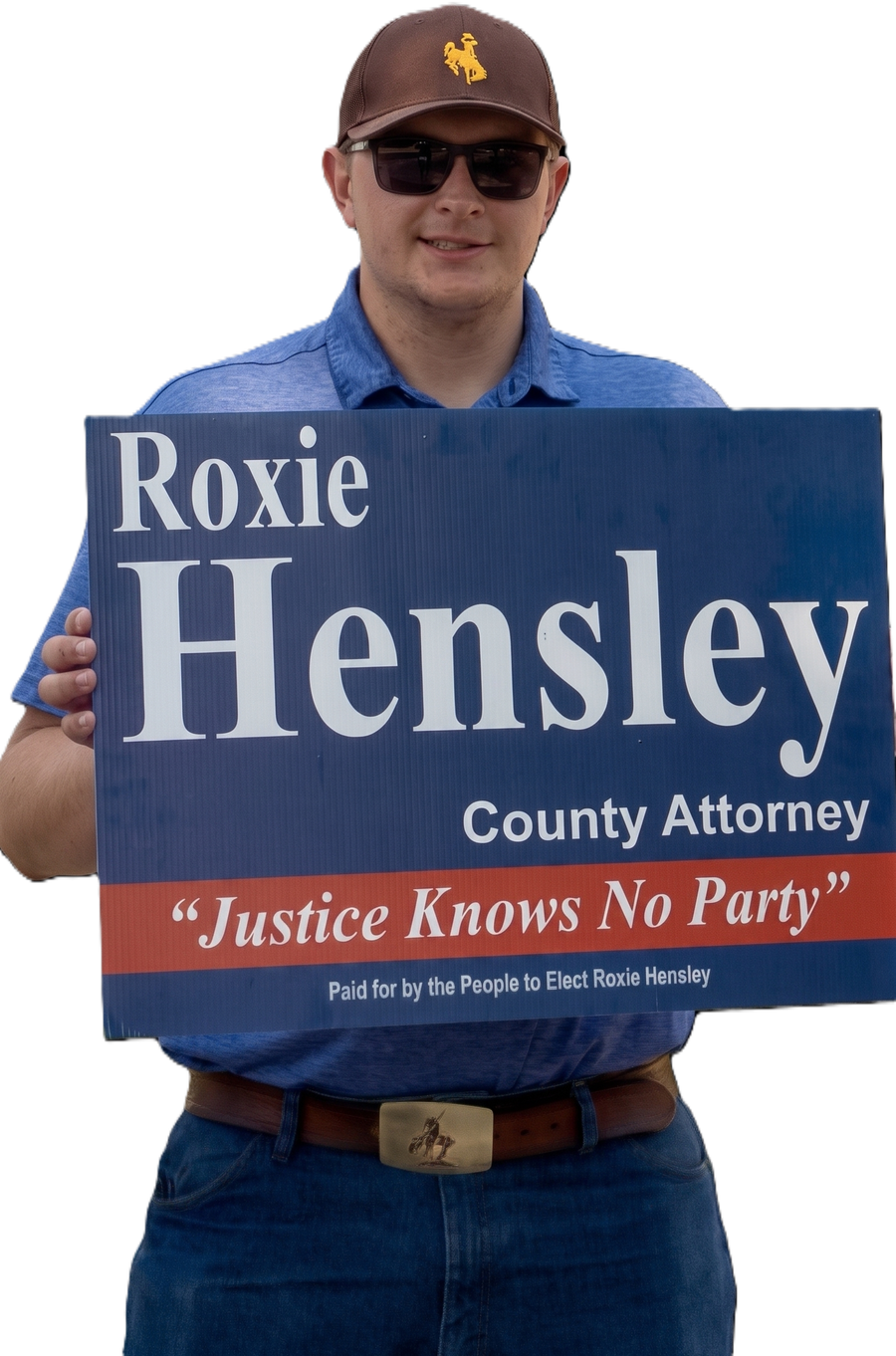 Roxie Hensley for County Attorney yard sign — Justice Knows No Party